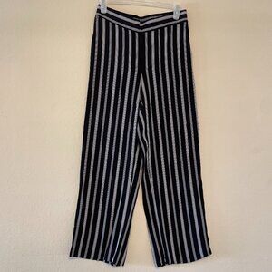 LOFT Petite Fluid Wide Leg Pants in Striped Crepe Size XSP